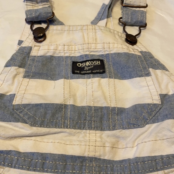 VINTAGE THICK STRIPED OVERALL SHORTS LGT BLUEWHITE - Picture 3 of 9